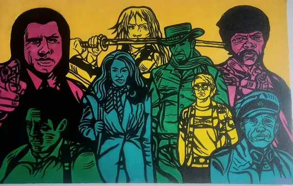 Personajes de las películas de Tarantino, acrílico sobre lienzo